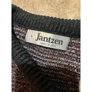 Vintage Jantzen Knit Sweater Gray Black Maroon L